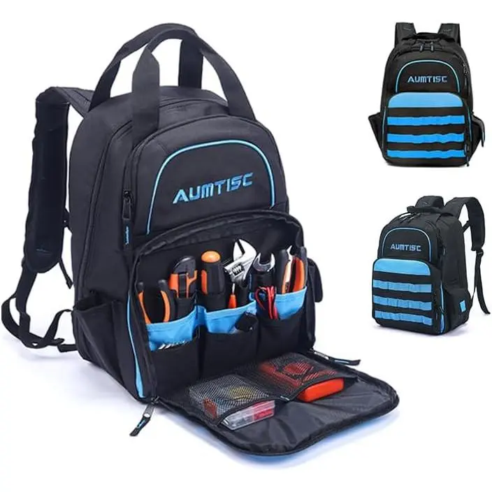 Heavy Duty Tool Backpack Bags Large Toolbox Bag Organizer Storage Backpack, Tool Carrier, Blue
