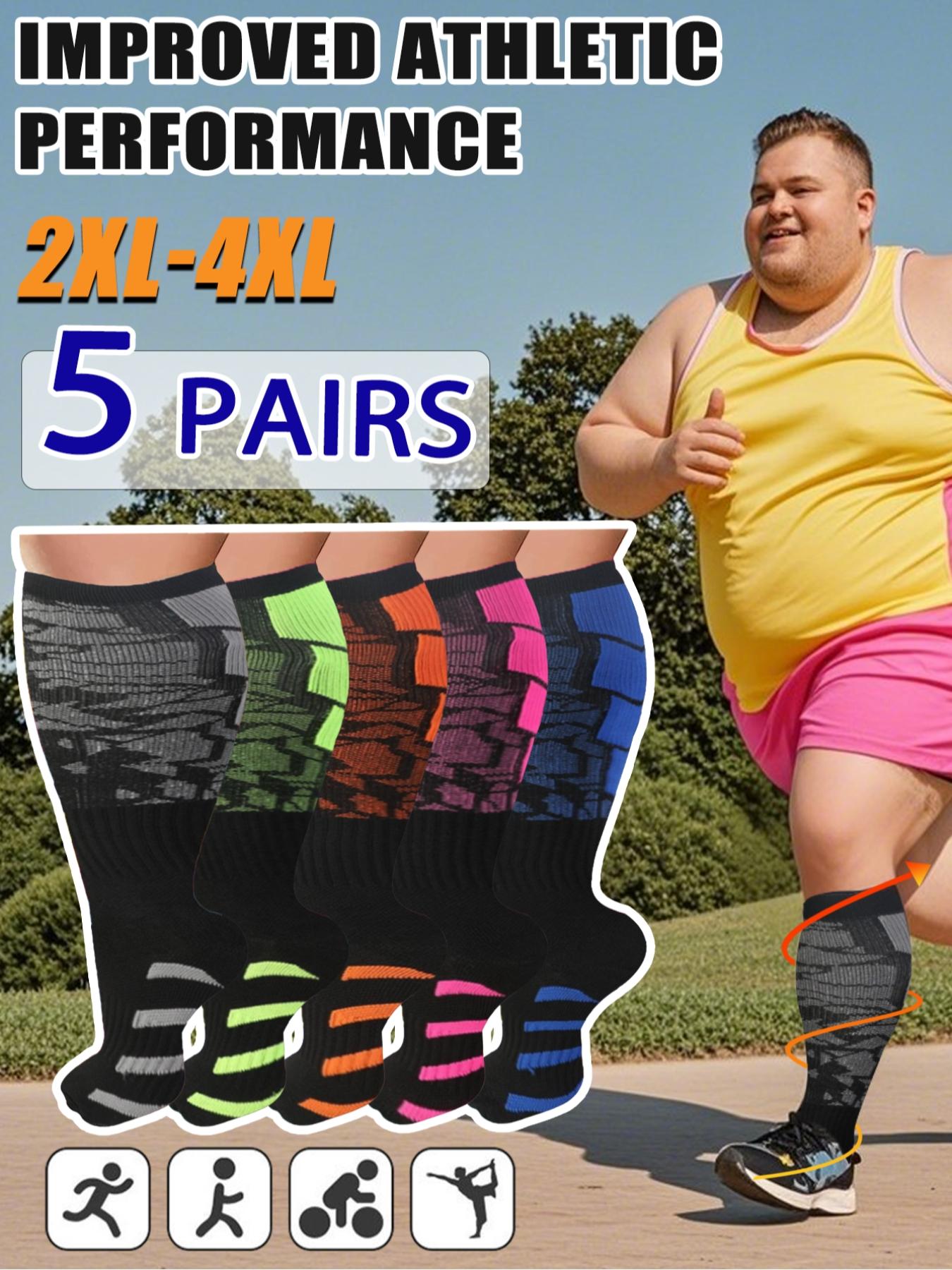 5 Pairs Unisex's Colorful Compression Socks, Polyester Athletic Socks, Sports Socks for Running, Nurses, Pregnant Women, Over The Knee Socks for Blood Circulation