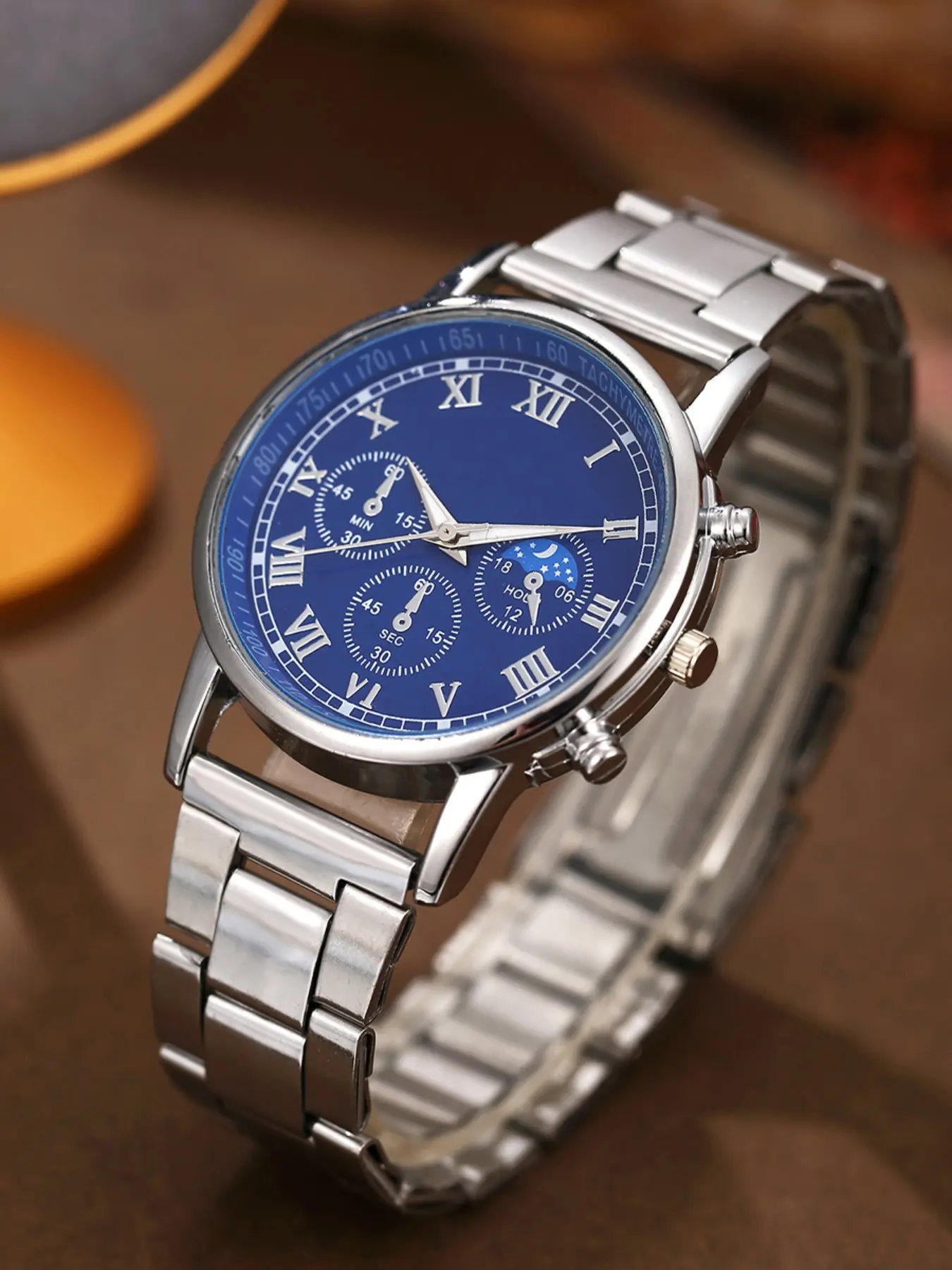 Men's Fashion Business Roman Numerals Watch, Stainless Steel Band, Analog Round Face, Minimalist Style, Perfect Gift for All Occasions