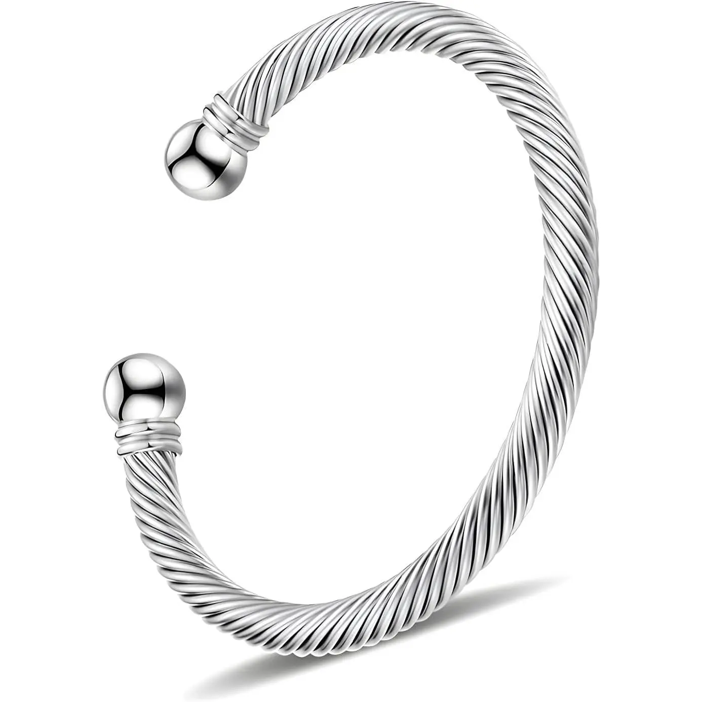 Stainless Steel Twisted Cable Wire Bracelets Adjustable Open Cuff Bangle Bracelet Vintage Jewelry Gift for Women