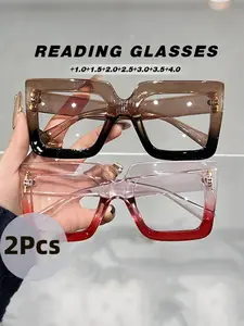 2pcs Ultralight Reading Glasses for Women and Men, Far Sighted Optical Glasses with +1.0 to +4.0 Magnification, Perfect Christmas Gifts