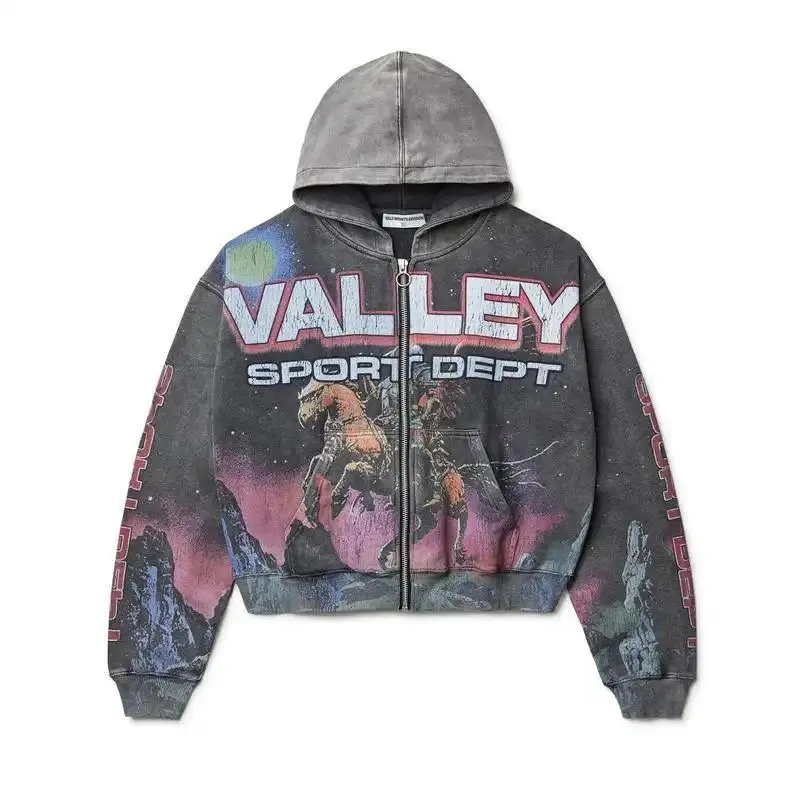 NewValley Sport Dept Streetwear Vintage Washed Hoodie Y2K Style Unisex Harajuku Vintage Hip-Hop Cotton Oversized Sweatshirt Jacket Long Sleeve Women's Winter Top Casual Fit Womenswear Vibe Can be used with raincoat