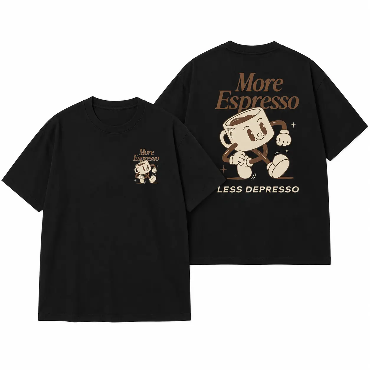 Vintage More Espresso Coffee Club Graphic Short Sleeve Round Neck Casual T-Shirt For Women Unisex Top Breathable Womenswear Solid