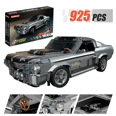 925 Pcs Classic Retro Car Blocks, Silver Color Model Building Kits, DIY Assembly Tech Bricks, Desktop Decor Toy, Perfect Gift for Kids, Buildable Blocks Kit
