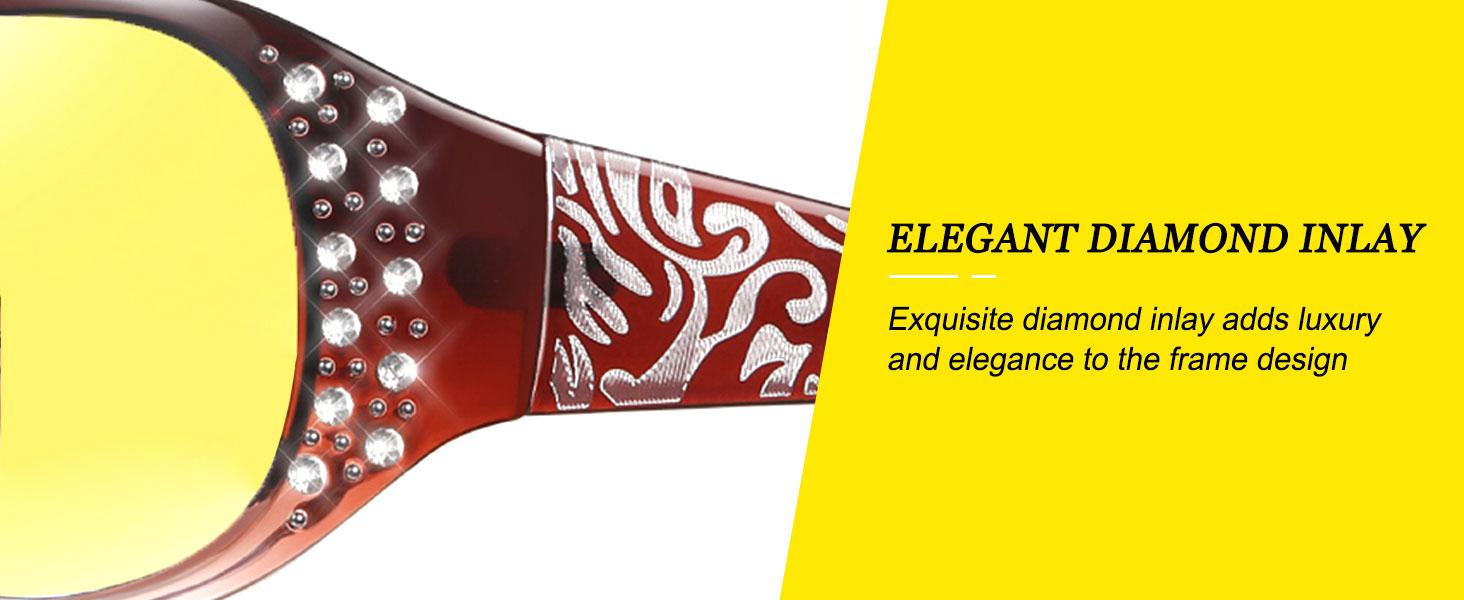 Night Vision Driving Glasses Women Anti Glare Polarized, Wrap Around Nighttime Safety Glasses UV Protection