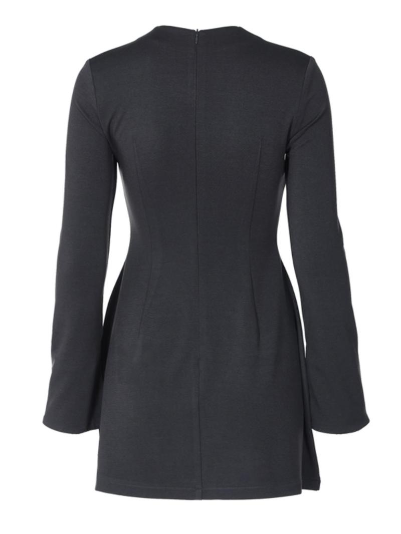 Women's Plain Split Flounce Sleeve Flap Detail A Line Dress, Elegant Long Sleeve Stand Collar Short Dress for Party Holiday Wedding Guest, Ladies Spring & Fall Clothes