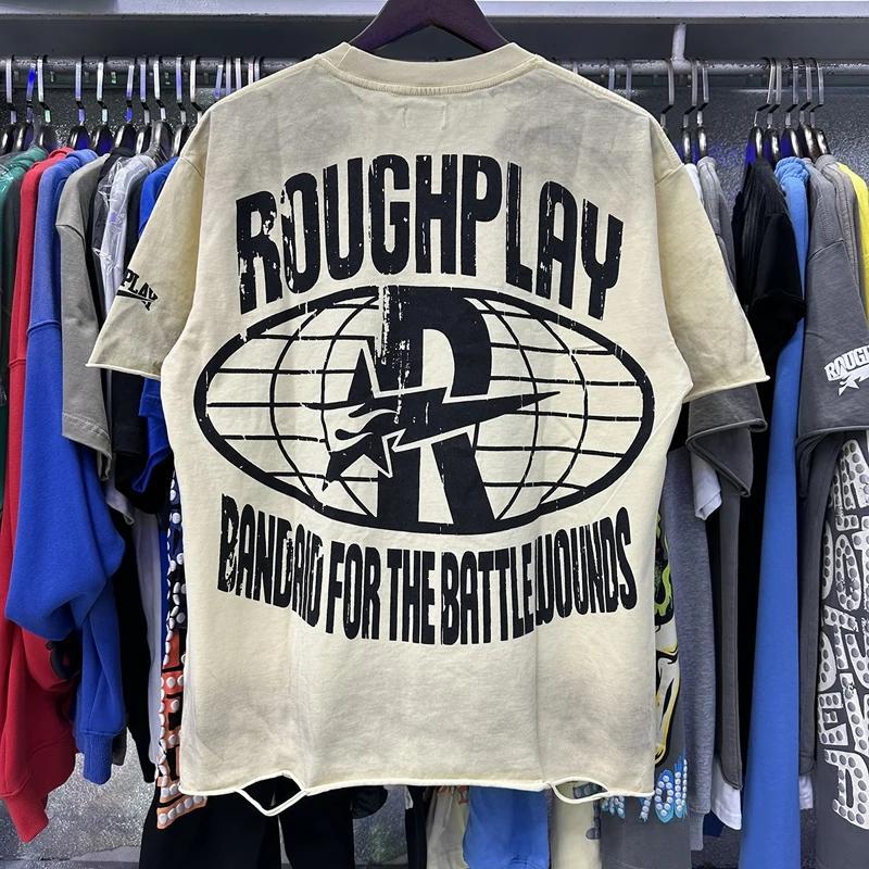 Vintage Washed Roughplay T-Shirt, Heavyweight White Ink Jesus Skull Print, Retro Rockabilly Bling Diamond Patchwork, American Hip Hop Unisex Streetwear Short Sleeve Cotton Tee