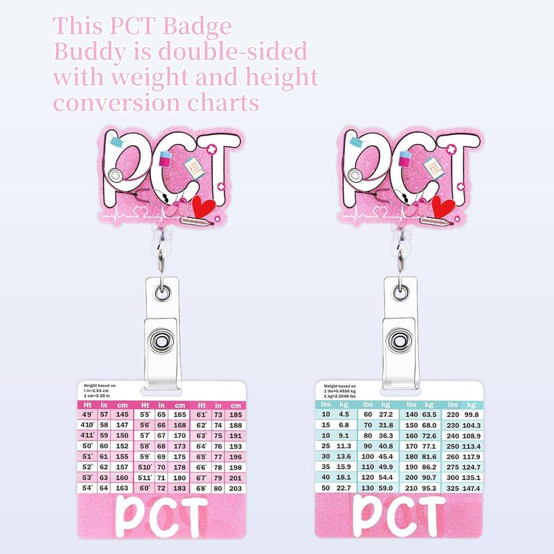 PCT Badge Reel with Badge Buddy -  Pink PCT Badge Reel Card Holder ID Name  Tags  Care Technician Retractable ID Clip for   Gifts Work Accessories Essentials