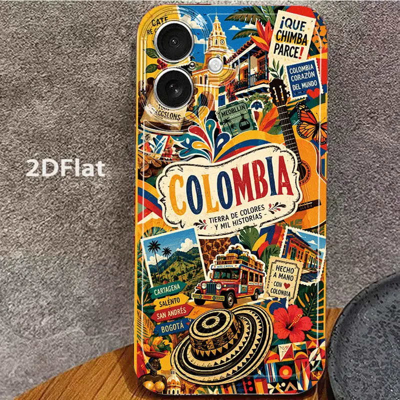 Colombian Colorful 2D Flat Pattern Smartphone Case - Handheld Cellphone Protection for iPhone 17,16,16E,15,14,13,12,11,7,8,6,6S Pro Max,X,XS,XR,XSMAX - Perfect Gift for Easter,Christmas Party Decor & Devices, Casing