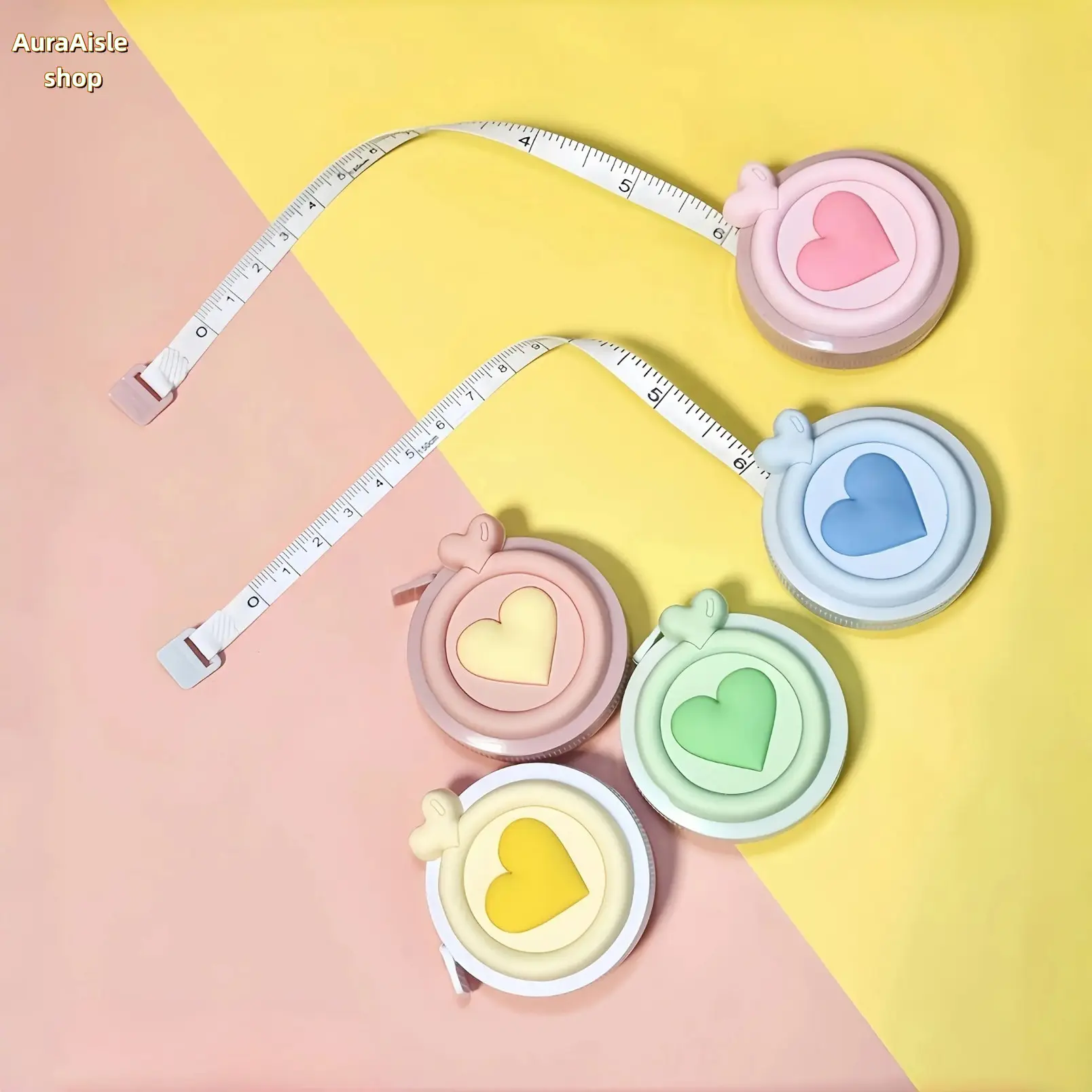 Heart Shaped Compact Retractable Tape Measure, Dual Inch And Centimeter Clear Scale Ruler, Macaron Color Portable Measuring Instrument For Body Tracking, Clothing Sewing DIY Crafts And Daily Measurement Work