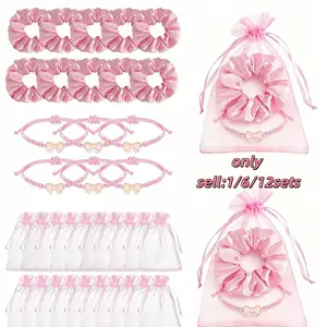 Sweet Bow Bracelet and Hairband Set, Adjustable Design, Perfect Gift for Parties, Weddings, Birthdays, Anniversaries, Festivals