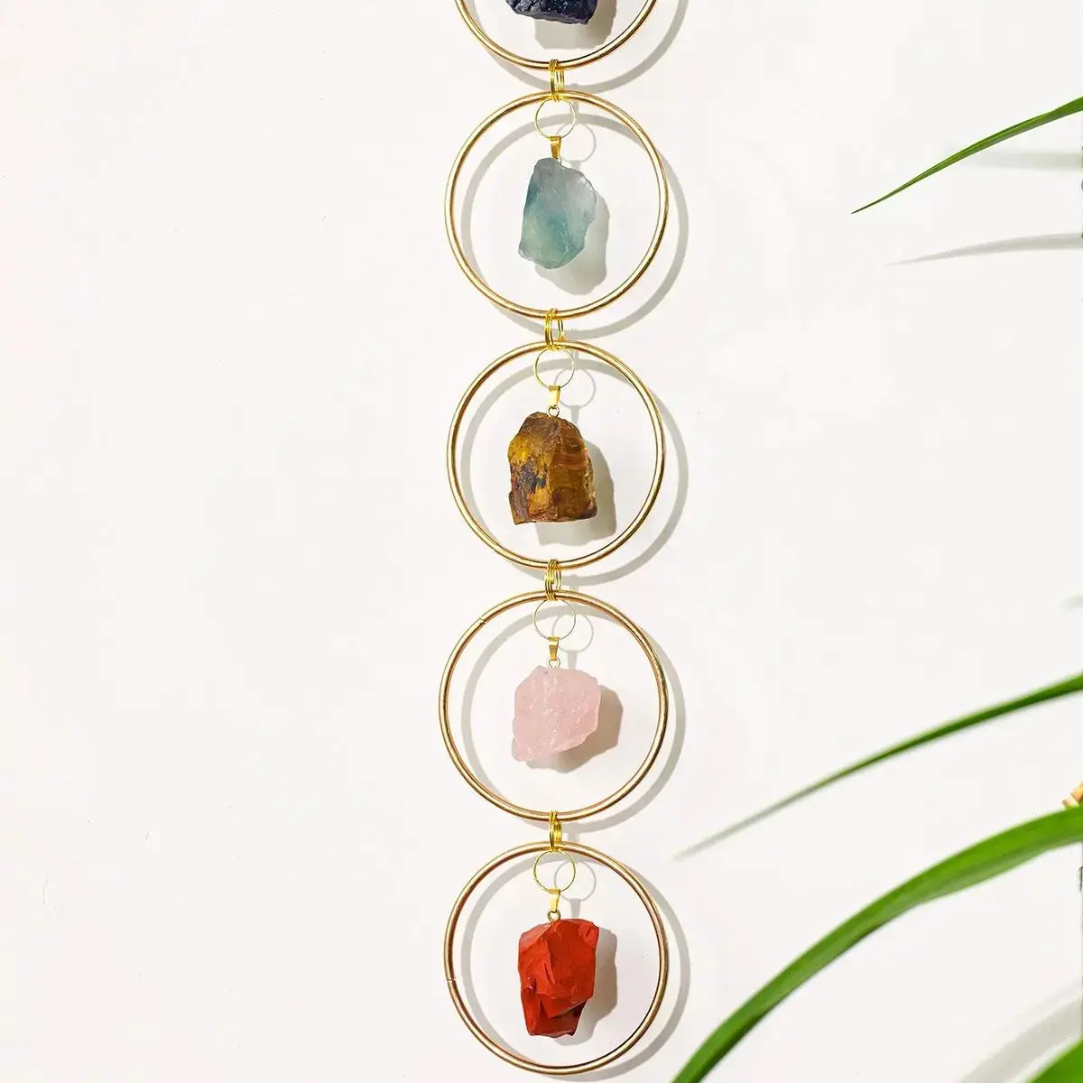 🪷 Colorful Chakra Crystal Wall Hanger｜7 Stone Boho Home Decor for Meditation Space