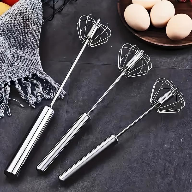 1 Large Stainless Steel Semi-automatic Egg Beater, Home Baking Tool, Manual Cream and Egg Mixer, Household Push-type Egg Beater - a Multifunctional Tool for Egg Beaters, Milk Frothers, and Push-type Mixers - Kitchen Utensil for Mixing, Beating Eggs