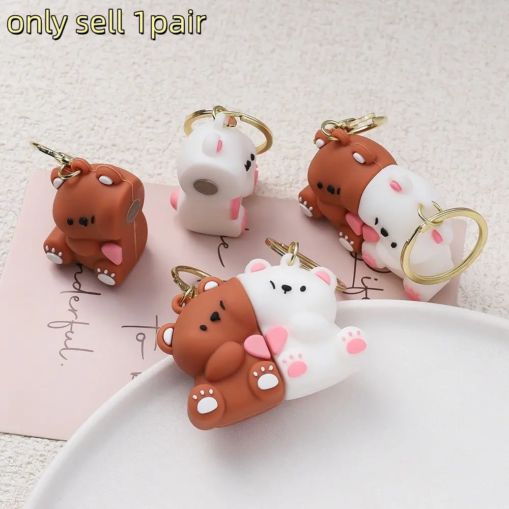 Magnetic Bear Keychain Set, Soft Gel Texture, Romantic Gift for Couples, Perfect for Valentine's Day, Anniversary, and More