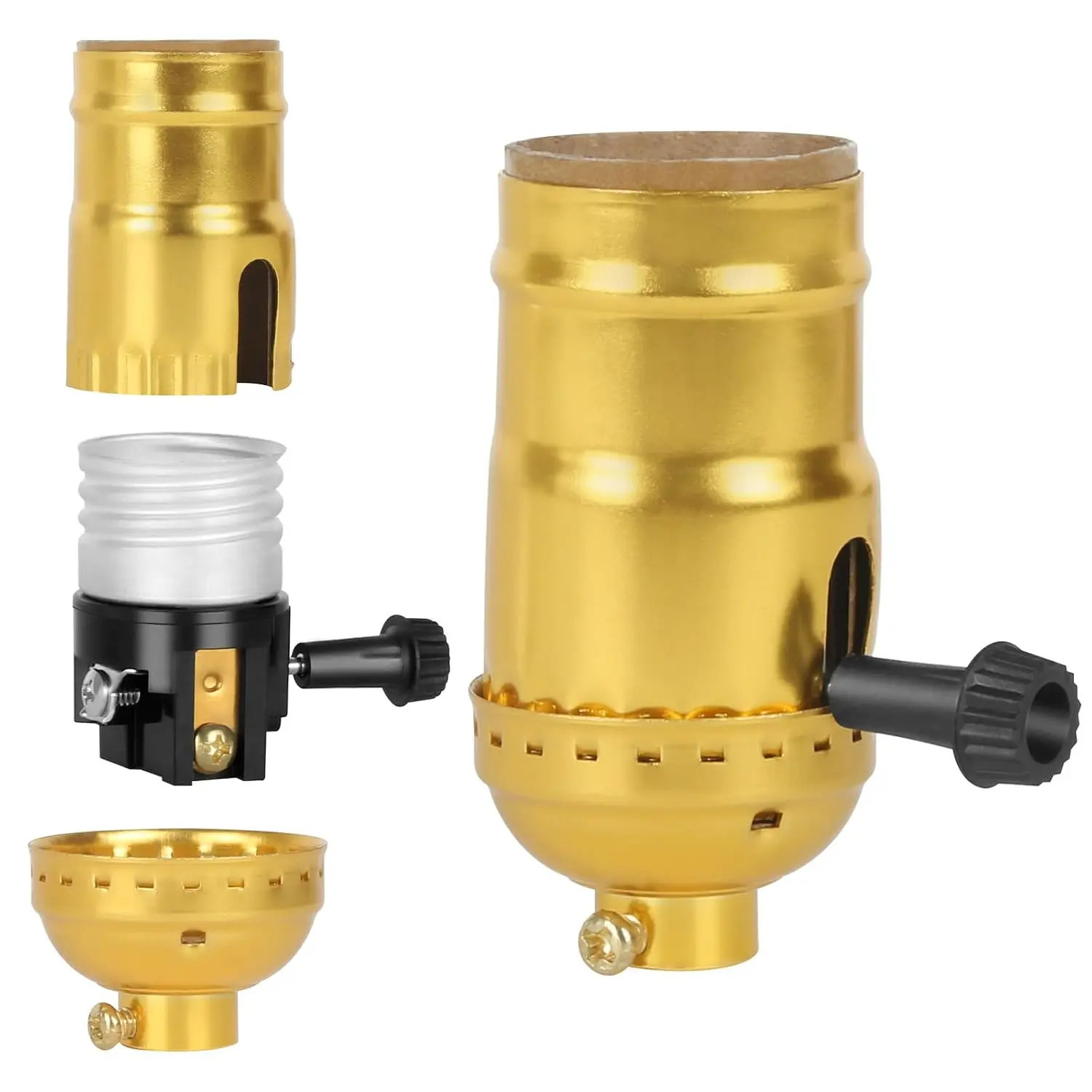 2-Way Lamp Socket , E26 UL Listed Turn Knob Socket | UL Listed E26  Socket With Turn Knob  for Reliable Lamp Repairs, DIY Projects &  Restoration