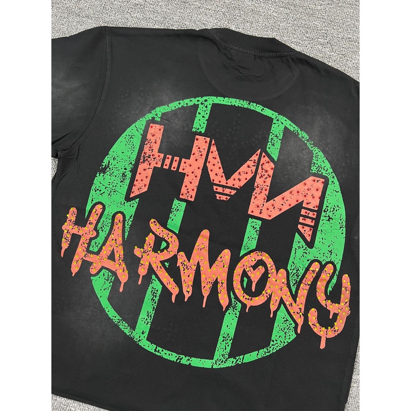 Y2K Vintage Washed Streetwear T-Shirt, Shiny Rhinestone Diamond Graphic, Crew Neck Cotton Oversized Short Sleeve Hip Hop Tee For Men