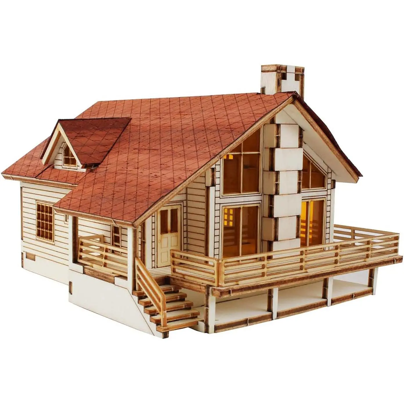 Desktop Wooden Model Kit Garden House A with a Large Deck by  by