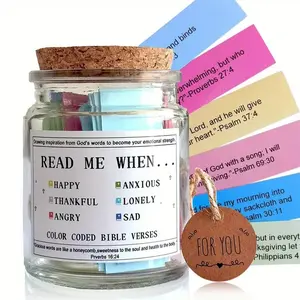 Inspiring Bible Verse Jar with Prayer Card, Glass Hope Jar for Office Use, Perfect Christian Graduation or Church Gift