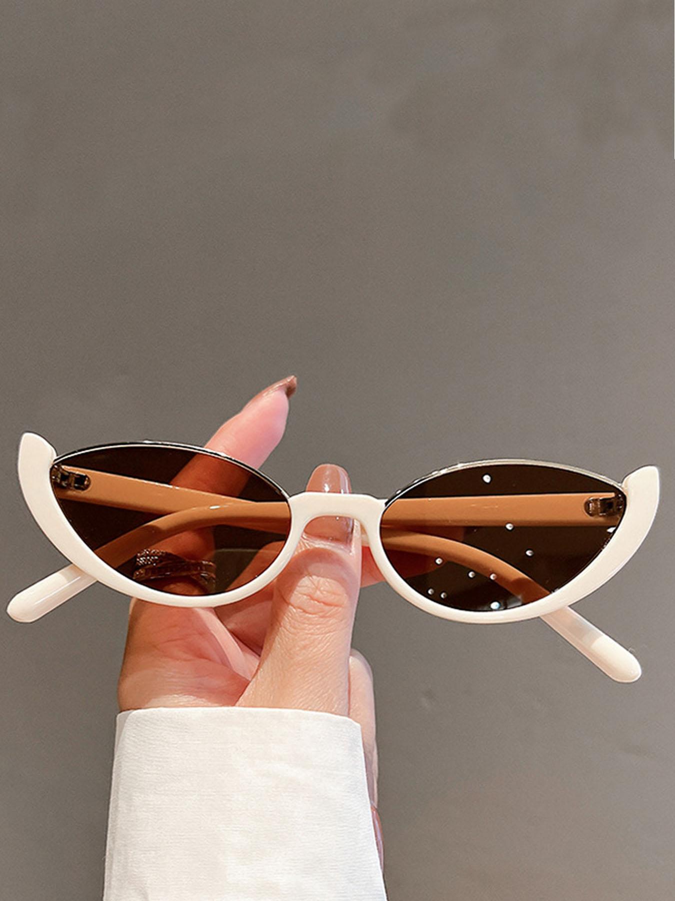 Unisex Cat Eye Shaped Sunglasses, Trendy Casual UV Protection Sunglasses for Everyday Use, Fashion Accessories for Outdoor Activities, Lightweight Durable Sunglasses