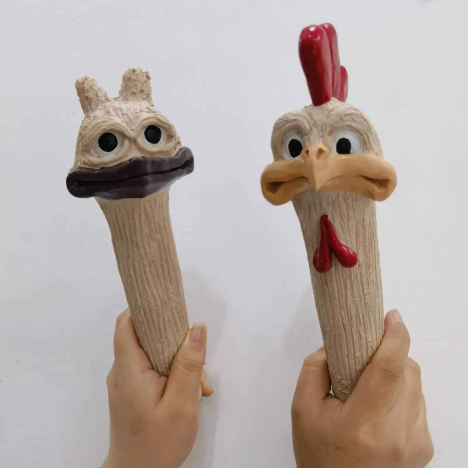 Cartoonish Resin Funny Long-Neck Rooster Garden Stake Decor - Bark Texture Plug-In Figurine, Hand-Painted Weatherproof Ornament for Lawn, Patio Outdoor Use, Outdoor Decor