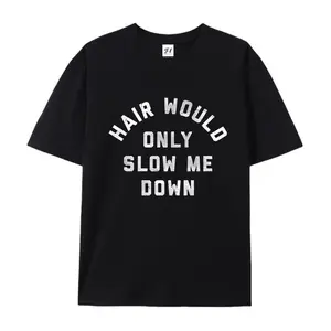 100% cotton short-sleeve shirt Hair Would Only Slow Me Down Funny Bald Summer Vibes T-Shirt, Confident Bald Humor Graphic Tee, Gift for Bald Man, Casual Self Love Apparel, Unisex Funny Streetwear