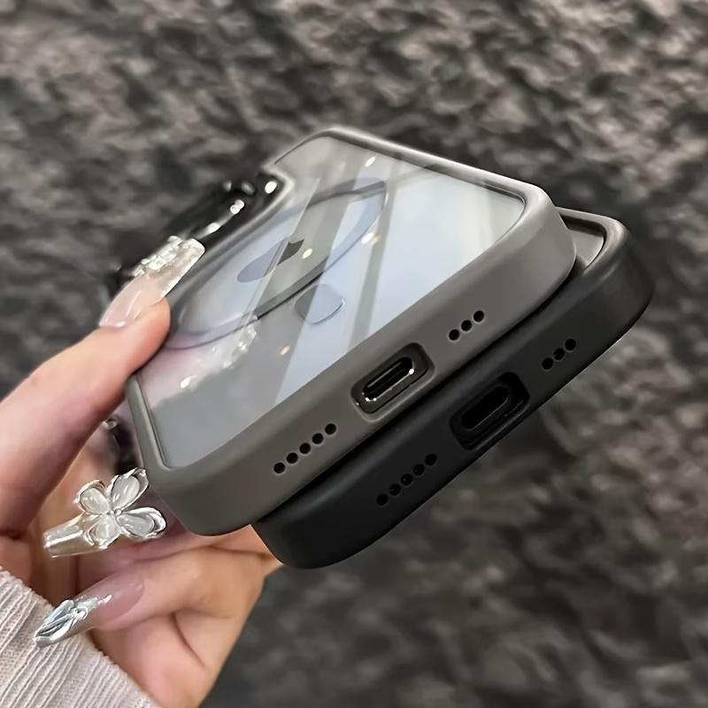 Magsafe Compatible Simplified Magnetic Metal Frame Lens Protective Film Bracket Three in One Phone Case for iPhone 17/16/15/14/13/12/11 TPU Anti-drop