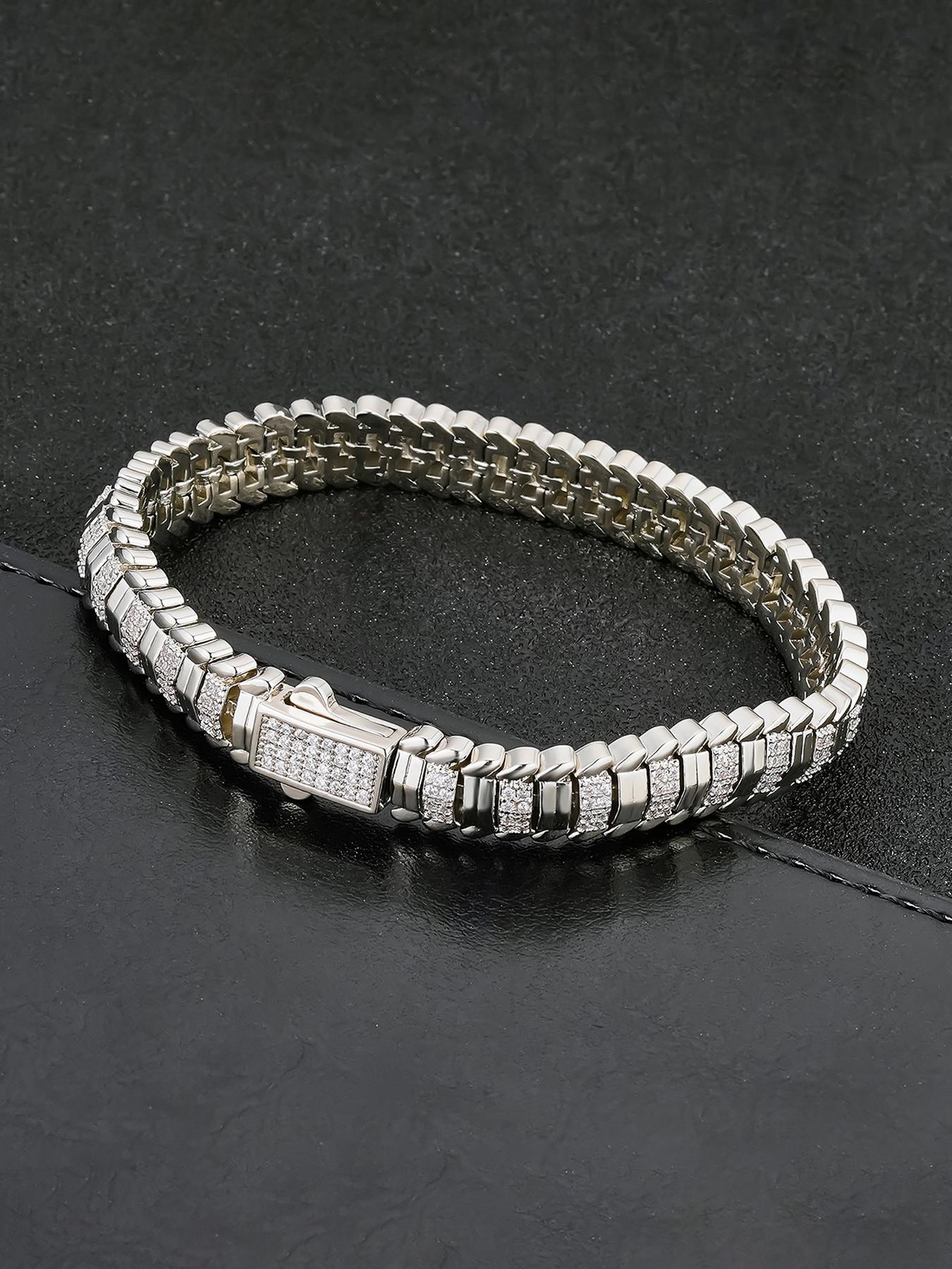 ICED CHICS 9mm Snake Bone Chain Hip Hop Bracelet with Sparkling Synthetic Gemstones, Cubic Zirconia Bracelet, Unisex Luxury Jewelry Gift, Fashionable Accessory for All Occasions ICED CHICS 9mm Snake Bone Chain Hip Hop Bracelet with Sparkling Synthetic Gemstones, Cubic Zirconia Bracelet, Unisex Luxury Jewelry Gift, Fashionable Accessory for All Occasions