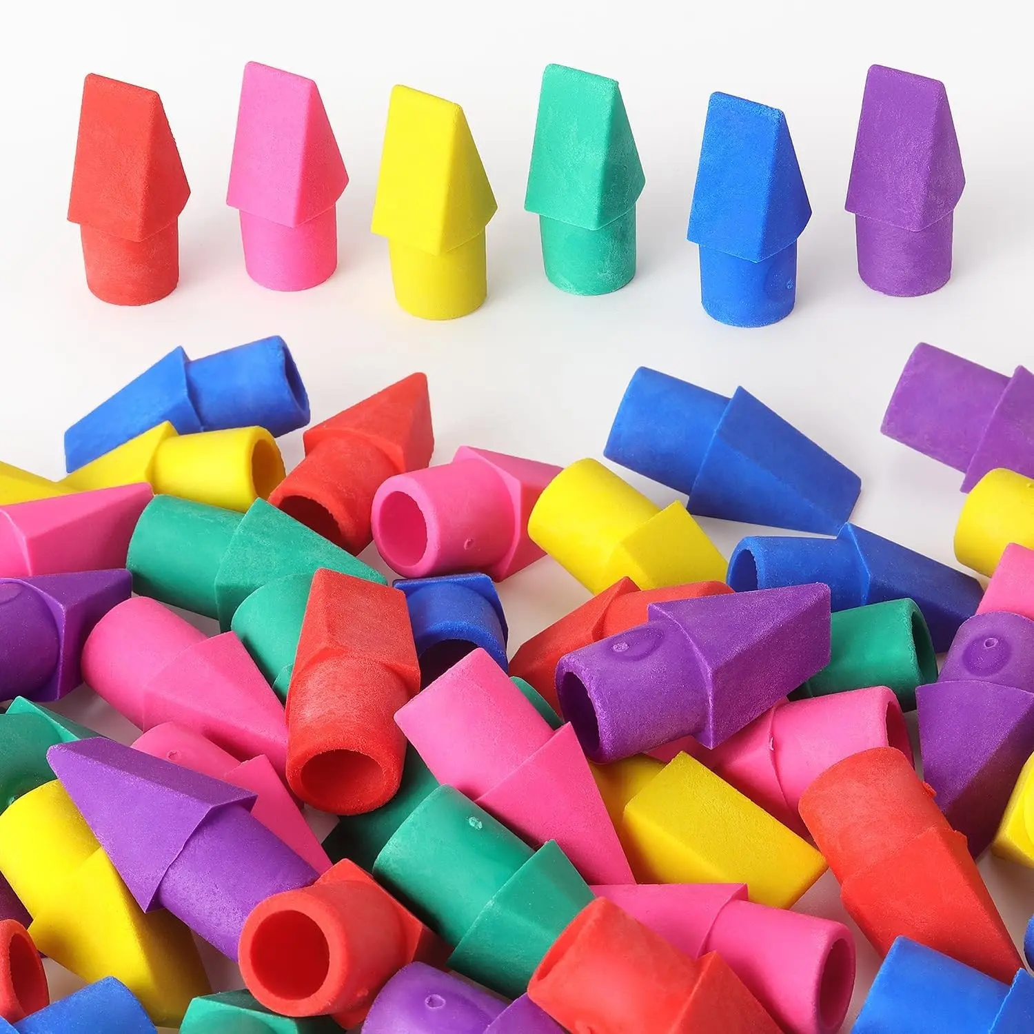 60 Pack Erasers for Pencils, Pencil Top Erasers Cap, 6 Colors | Toppers Eraser for kids
