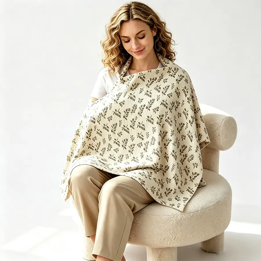 1pc Style Print Multifunctional Nursing Shawl, Loose Breathable Public Breastfeeding Cover, Soft Skin Stroller Sunshade Blanket