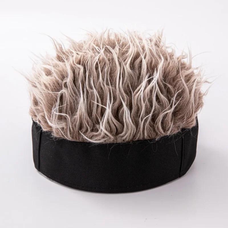 Unisex Beanie Wig Hat Synthetic Short Hair Caps Hip Hop Beanie Hat Spiked Fake Hair Hat Wigs Short Melon Headband Prop Headwear