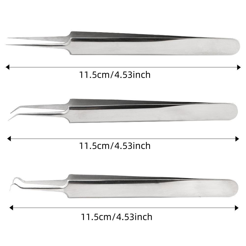 Stainless Steel Blackhead Remover Tweezers, 3 Counts/set Facial Deep Cleansing Tool, Professional Skincare Tools for Women & Men