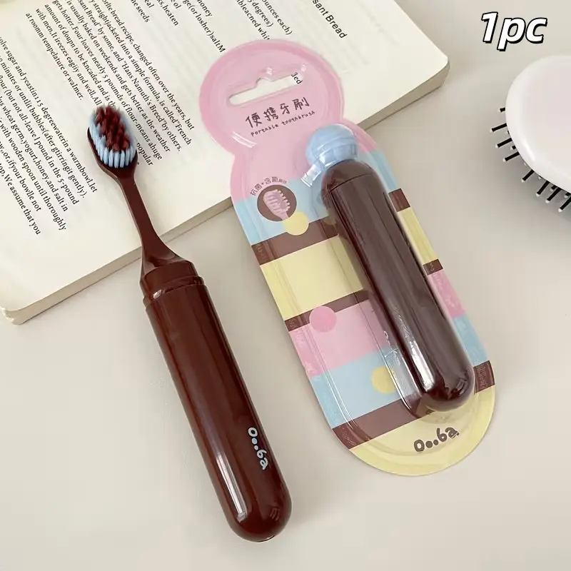 Foldable Mini Toothbrush, Portable Soft Bristle Travel Toothbrush, Integrated Storage, Quick Dry, Ideal for Couples' Travel