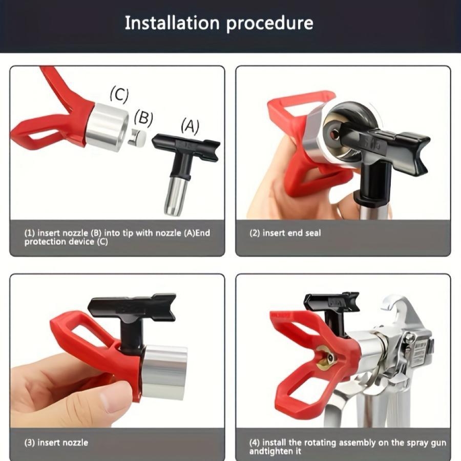Reversible Spray Tip, Multi-size Airless Spray Nozzle, Suitable for Airless Paint Spray Tools & Airless Spraying Machine, Practical Power Tool Accessories