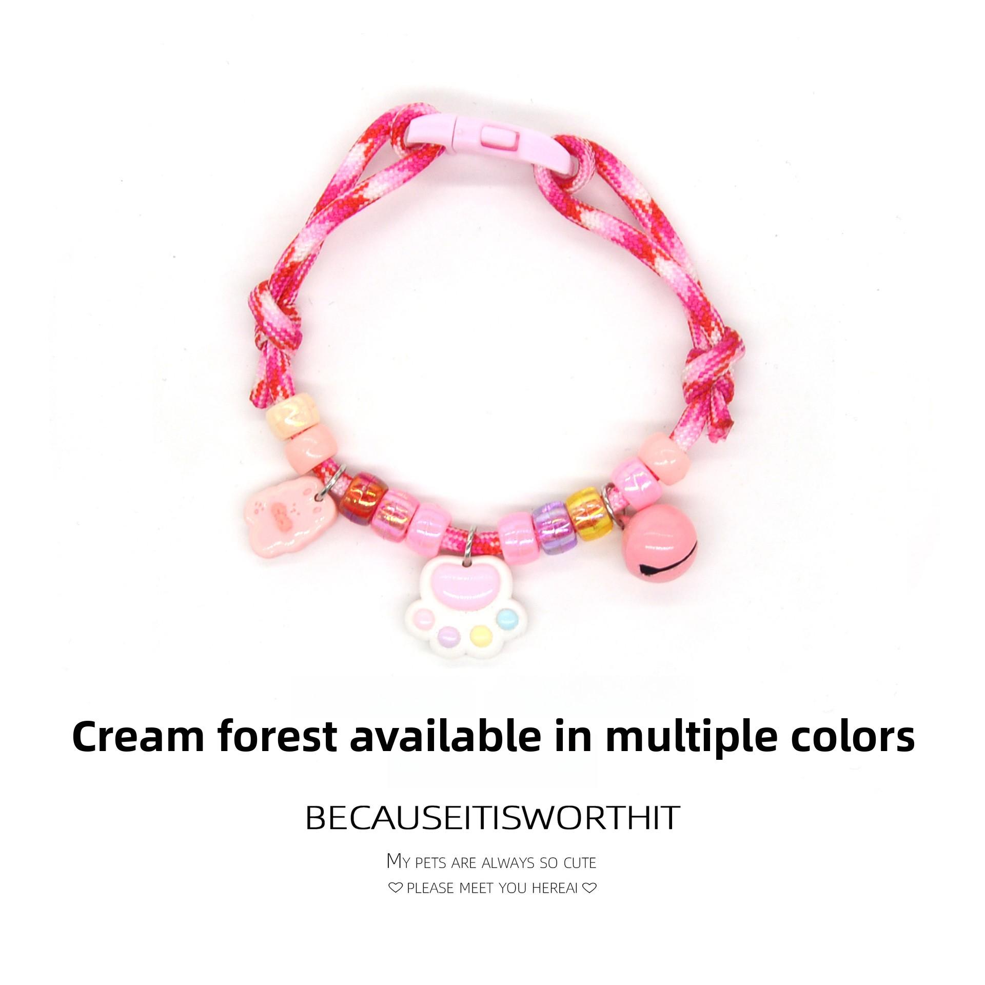 Cat and Dog Collar Necklace with Bell, Cute Paw Print, Simple Bell, Colorful Adjustable Collar