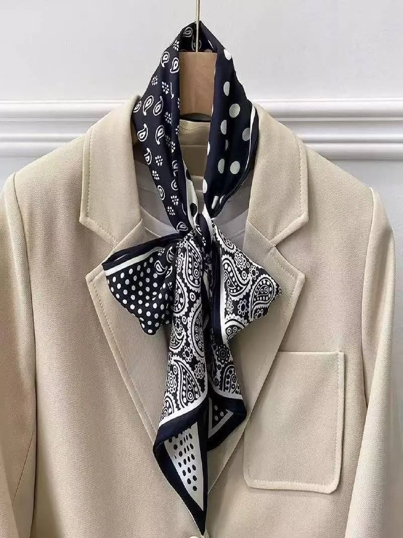 French Boho Floral Scarf, Long Tie Neck Wrap, Versatile Multi-Use Ribbon Collar Scarf, Can Be Used as Belt Decoration, Boho Floral Shawl
