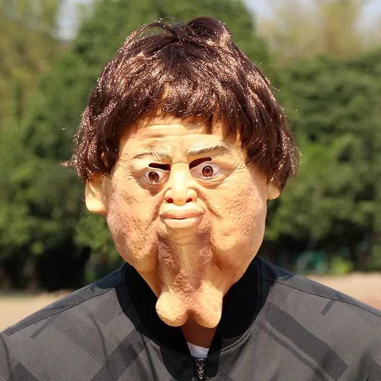 Funny Double Chin Latex Mask Halloween Cosplay Party Prank Prop