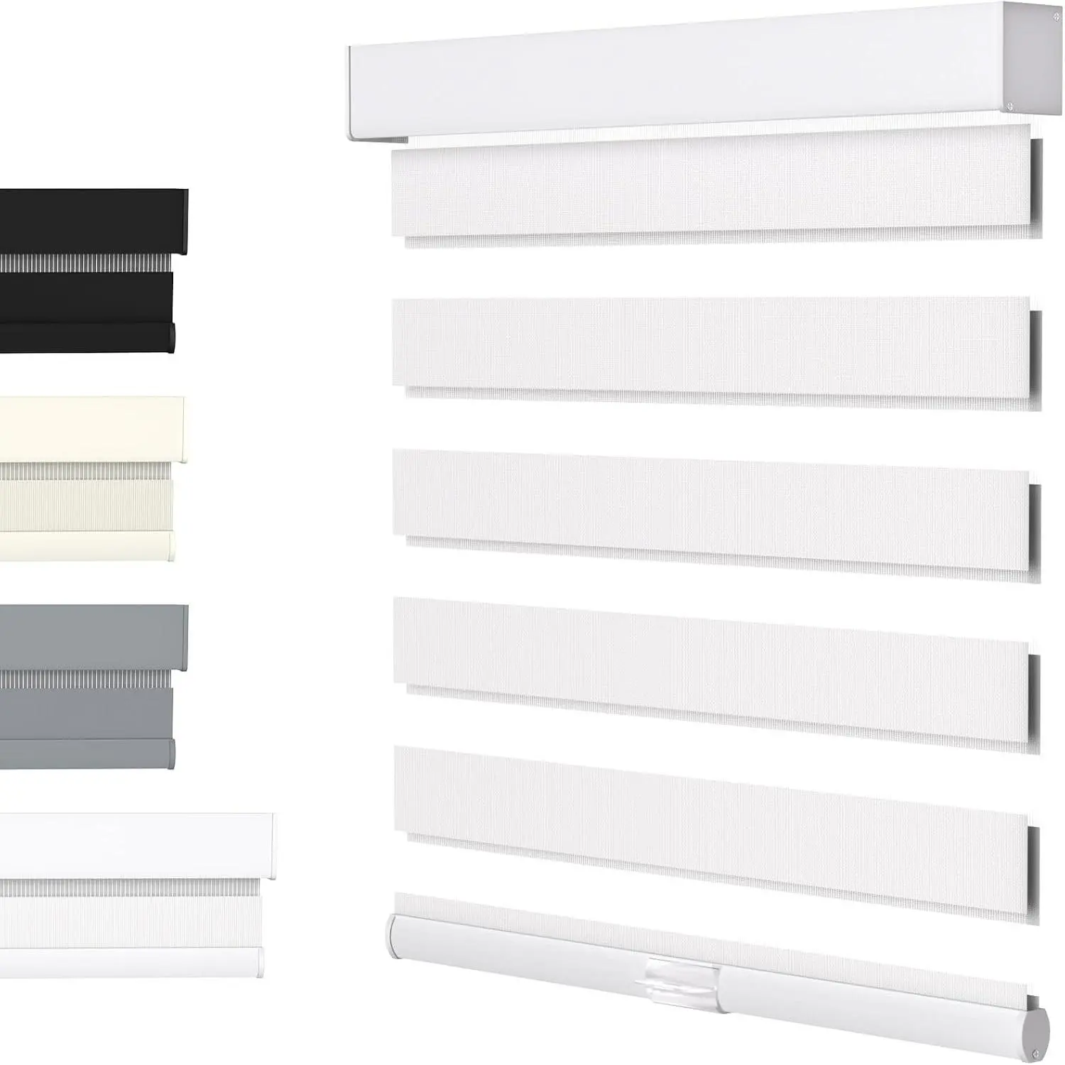 Cordless Zebra Blinds for Windows with Free-Stop(White,24" W x 72" H) Dual Layer Shades for Day & Night Privacy and Light Filtering, Perfect for Home & Bedroom, Easy to Install