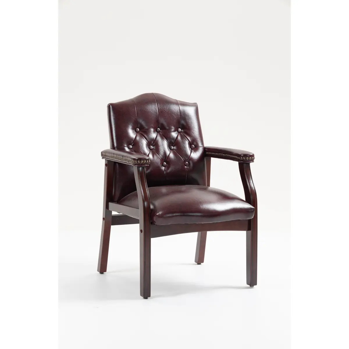 Leather Reception Guest Chairs  W/Padded Seat and Arms Ergonomic Mid-Back Office Executive Side Chair for Meeting Waiting Room Conference Office Guest Chairs,BURGUNDY