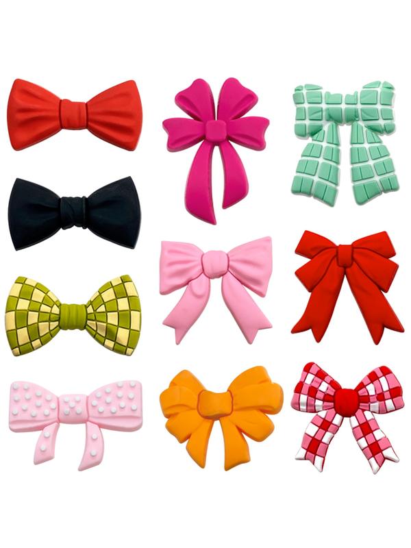 10-Piece Cartoon Bow PVC Soft Rubber Shoe Charms, Fun DIY Garden Shoe Accessories