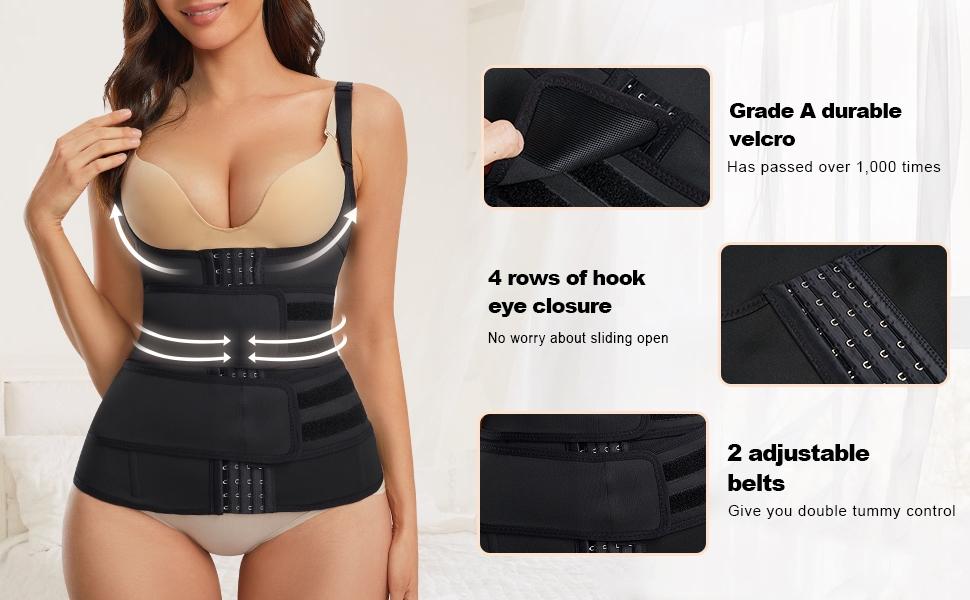 Women's body shaping camisole with chest support, adjustable shoulder straps, double-layer pressure to tighten the abdomen, 4 steel bones to strengthen the pressure to prevent curling