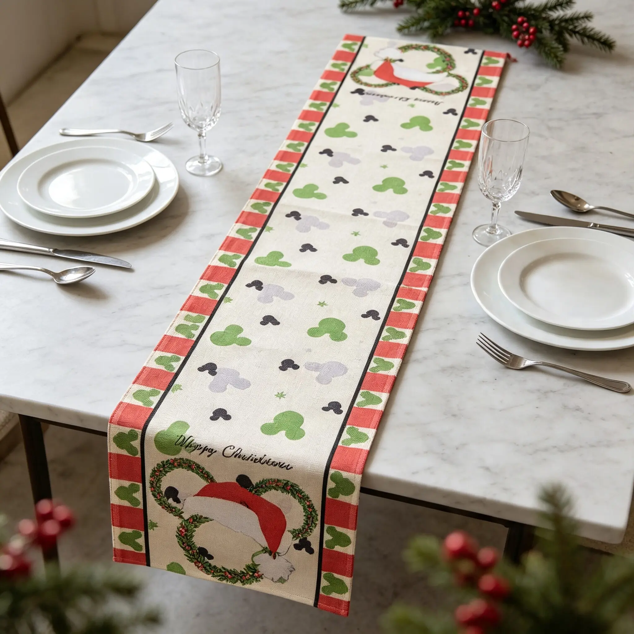 Christmas Table Flag, Festive Table Runner, Perfect for Dining Tables, Kitchen, Christmas Parties, Home Decor, Winter Holiday Fabric Tablecloth