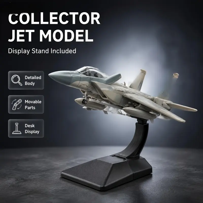 1:72 F-15 Aircraft Model Kit with Base, Durable Plastic, Desktop Decor, Ideal for Collectors, Aviation Enthusiasts, Gift Idea