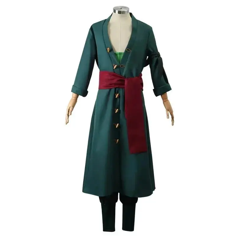 25COSAnime Figures Roronoa Zoro Cosplay Costume Uniform Green Coat Pants Head Scarf Roronoa Zoro Wig Earrings Halloween Men Clot