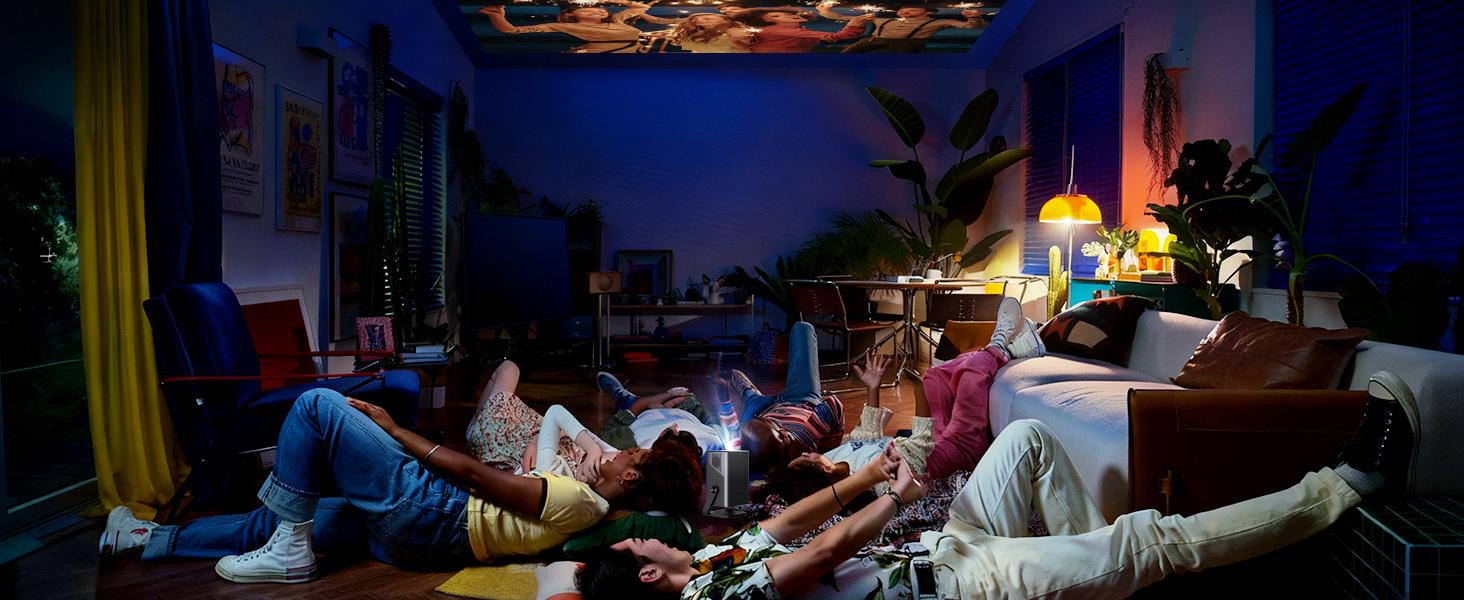 Native 1080P 8K Supported Projector | 1400 ANSI Smart Projector with Android 14, WiFi 6 & Bluetooth 5.4, Auto Focus/Keystone, 200" Display for Home & Outdoor