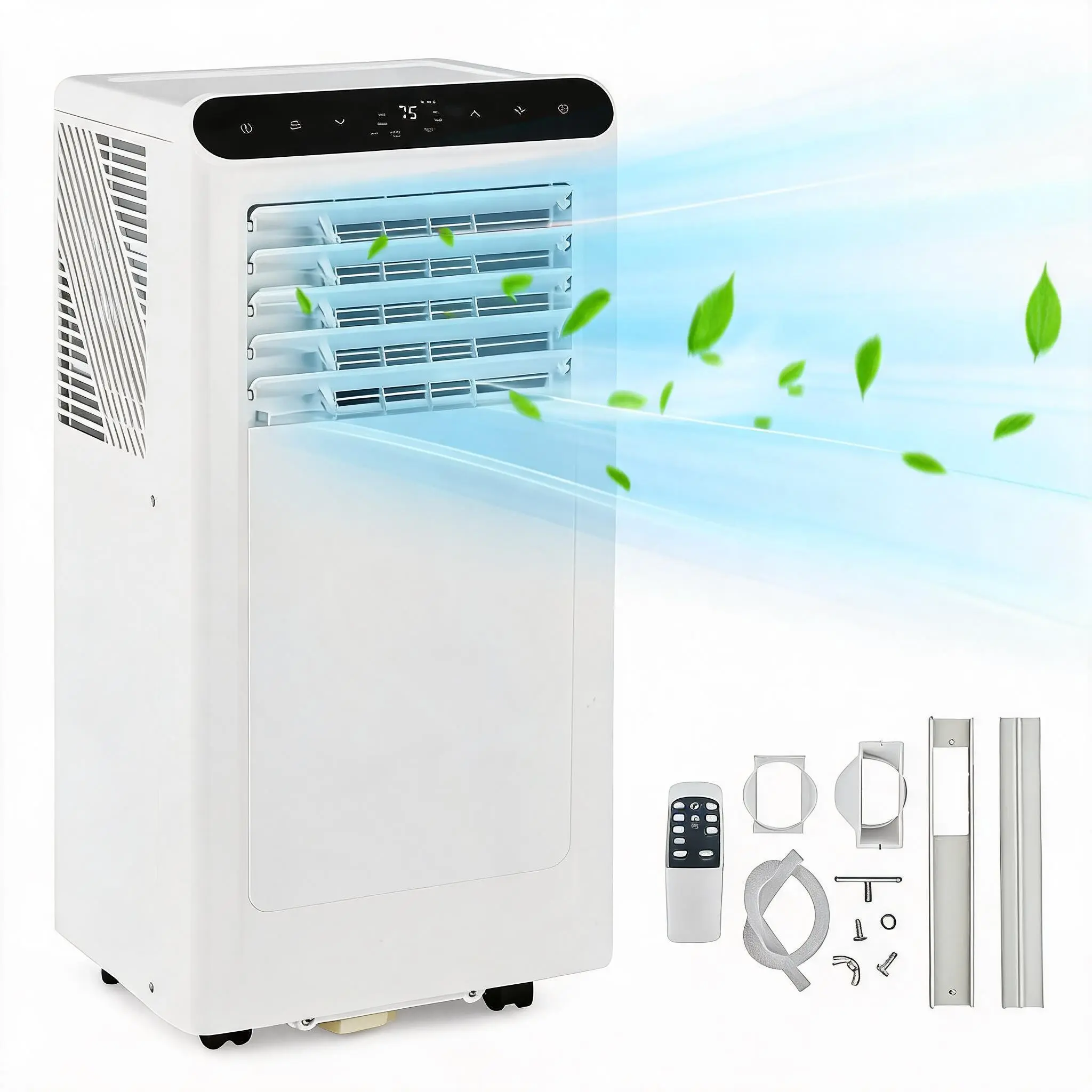 Versatile 8,000 BTU 3-in-1 Portable Air Conditioner – Cooling, Dehumidifier & Fan – Quiet Operation, Remote, 24H Timer, LCD Display, Window Kit Included, Cools Rooms up to 350 Sq.Ft for Home/Bedroom/Office
