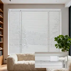 No Tools No Drill 1" Cordless Mini Blinds Horizontal Light Filtering Vinyl Blinds for Indoor Windows 45.5" W x 64" H White