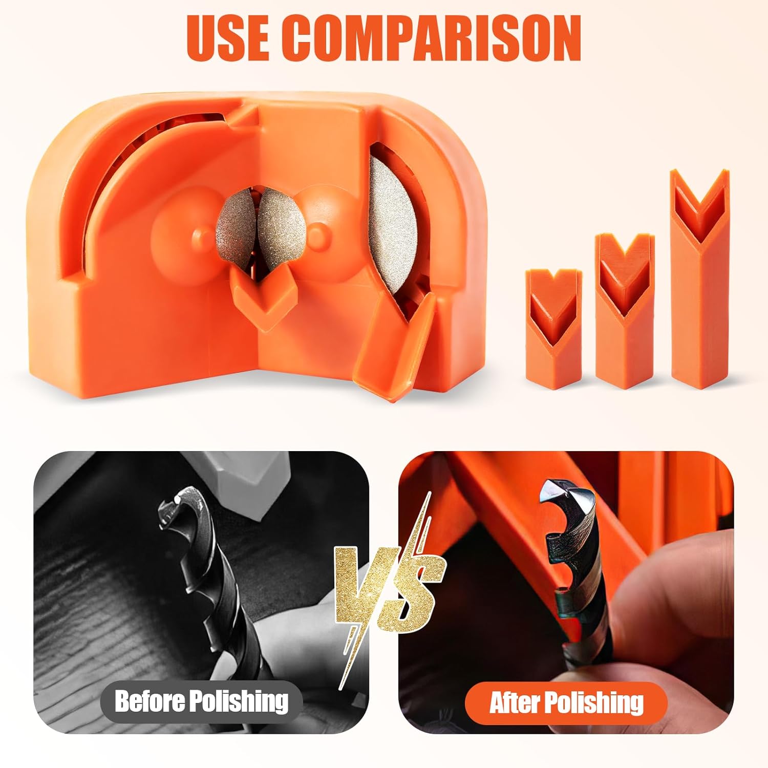 Drill Bit Sharpener with 2 Grinding Wheels,Portable Multipurpose Drill Bit Sharpener for Grinder Attachment,Power Drill Bit Sharpener for All Bits.