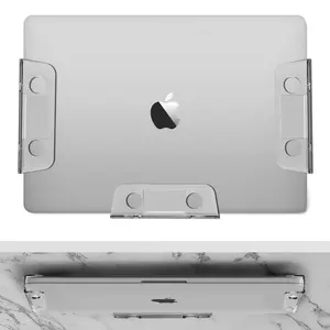 Acrylic Wall-Mounted Laptop Stand with Non-Slip Pad, Space-Saving Desk Holder for Macbook and Tablets, Compact Storage Solution