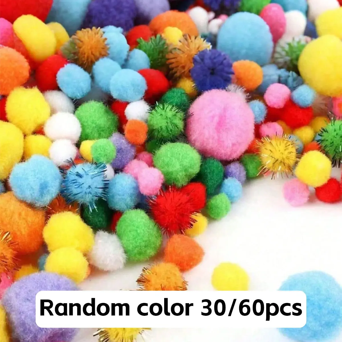 30/60 Multi-Color Plush Balls, Valentine's Day Craft Decorative Pom Poms, Various Sizes and Colors, Ideal for Handmade Crafts and DIY Decoration