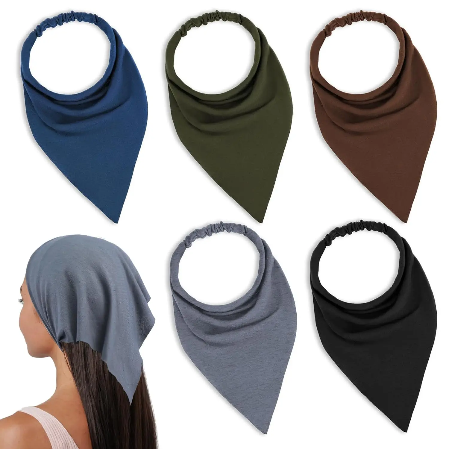 5 count  Hair Scarf Headwraps for Women, Cloth  Coverings Triangle  Scarf Headscarves in  Colors, Boho Bandana Headbands Handkerchief, Loc Headbands for Women's Hair Non Slip